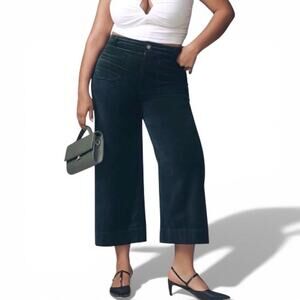 Maeve The Colette Velvet Wide-Leg Cropped Pants Women's 22W Black Classic NEW